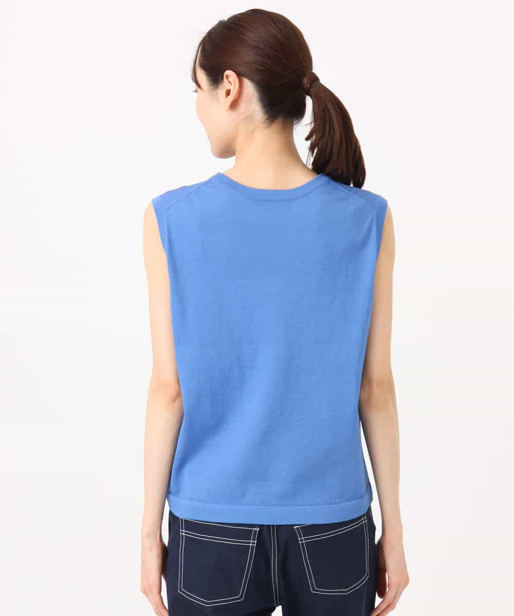 FKFGD43160 MK MICHEL KLEIN(MK ミッシェルクラン) ワイドリブシアーニット×タンクトップ ツインセット/洗える ブルー