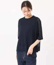 FKFGD43160 MK MICHEL KLEIN(MK ミッシェルクラン) ワイドリブシアーニット×タンクトップ ツインセット/洗える ブルー