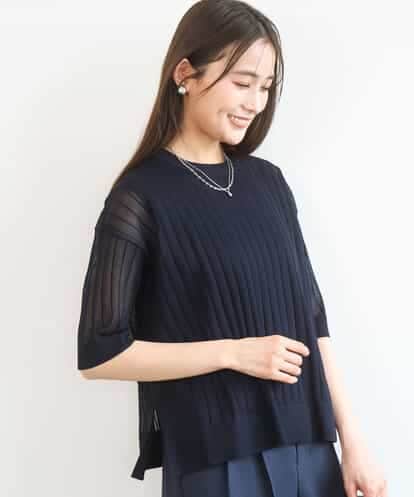 FKFGD43160 MK MICHEL KLEIN ワイドリブシアーニット×タンクトップ ツインセット/洗える