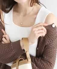 FKFGD44070 MK MICHEL KLEIN(MK ミッシェルクラン) スクエアネックリブニットタンクトップ/UVカット/洗える ホワイト（無地）