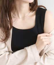 FKFGD44070 MK MICHEL KLEIN(MK ミッシェルクラン) スクエアネックリブニットタンクトップ/UVカット/洗える ホワイト（無地）