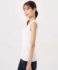 FKFGD44070 MK MICHEL KLEIN(MK ミッシェルクラン) スクエアネックリブニットタンクトップ/UVカット/洗える ホワイト（無地）
