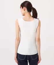 FKFGD44070 MK MICHEL KLEIN(MK ミッシェルクラン) スクエアネックリブニットタンクトップ/UVカット/洗える ホワイト（無地）