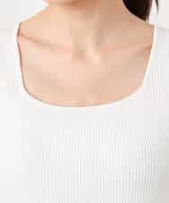 FKFGD44070 MK MICHEL KLEIN(MK ミッシェルクラン) スクエアネックリブニットタンクトップ/UVカット/洗える ホワイト（無地）