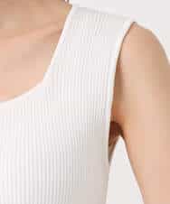 FKFGD44070 MK MICHEL KLEIN(MK ミッシェルクラン) スクエアネックリブニットタンクトップ/UVカット/洗える ホワイト（無地）