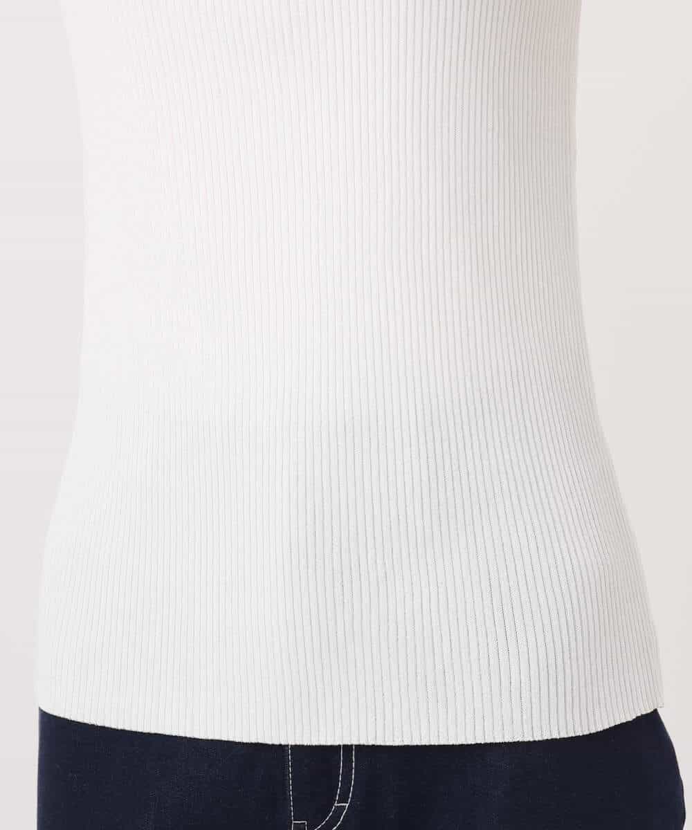 FKFGD44070 MK MICHEL KLEIN(MK ミッシェルクラン) スクエアネックリブニットタンクトップ/UVカット/洗える ホワイト（無地）