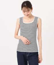 FKFGD44070 MK MICHEL KLEIN(MK ミッシェルクラン) スクエアネックリブニットタンクトップ/UVカット/洗える ホワイト（無地）