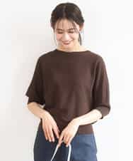 FKFGD44130 MK MICHEL KLEIN(MK ミッシェルクラン) 鹿の子編みドルマンニット/UVカット/洗える グリーン