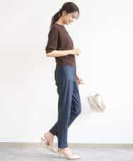 FKFGD44130 MK MICHEL KLEIN(MK ミッシェルクラン) 鹿の子編みドルマンニット/UVカット/洗える グリーン