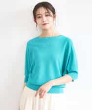 FKFGD44130 MK MICHEL KLEIN(MK ミッシェルクラン) 鹿の子編みドルマンニット/UVカット/洗える グリーン