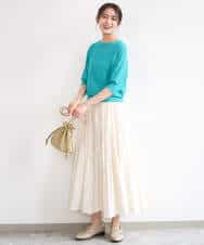 FKFGD44130 MK MICHEL KLEIN(MK ミッシェルクラン) 鹿の子編みドルマンニット/UVカット/洗える グリーン