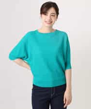 FKFGD44130 MK MICHEL KLEIN(MK ミッシェルクラン) 鹿の子編みドルマンニット/UVカット/洗える グリーン