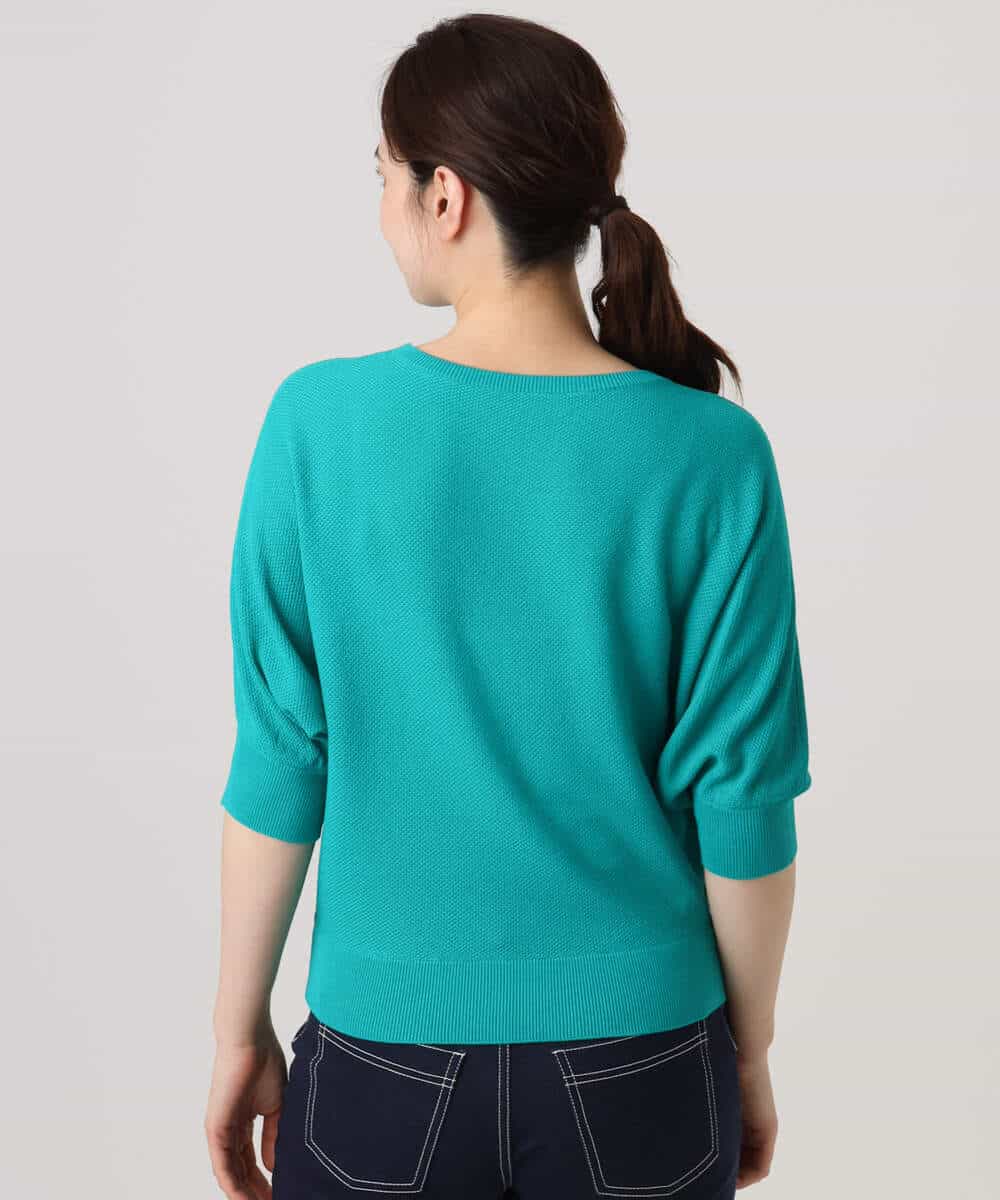 FKFGD44130 MK MICHEL KLEIN(MK ミッシェルクラン) 鹿の子編みドルマンニット/UVカット/洗える グリーン