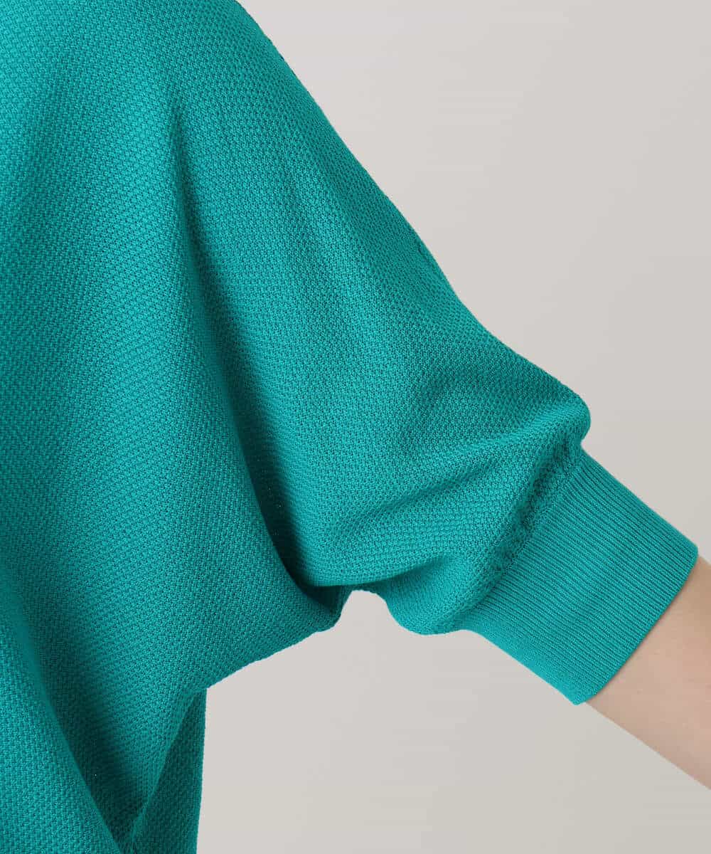 FKFGD44130 MK MICHEL KLEIN(MK ミッシェルクラン) 鹿の子編みドルマンニット/UVカット/洗える グリーン