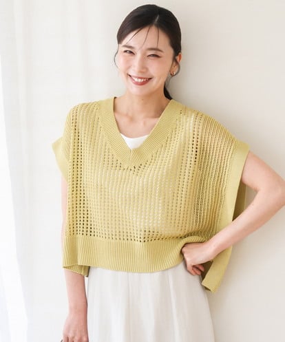 FKFGD50160 MK MICHEL KLEIN [洗える]メッシュ編みニットベスト×タンクトップ ツインセット