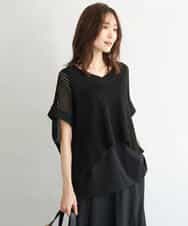 FKFGD50160 MK MICHEL KLEIN(MK ミッシェルクラン) [洗える]メッシュ編みニットベスト×タンクトップ ツインセット イエロー