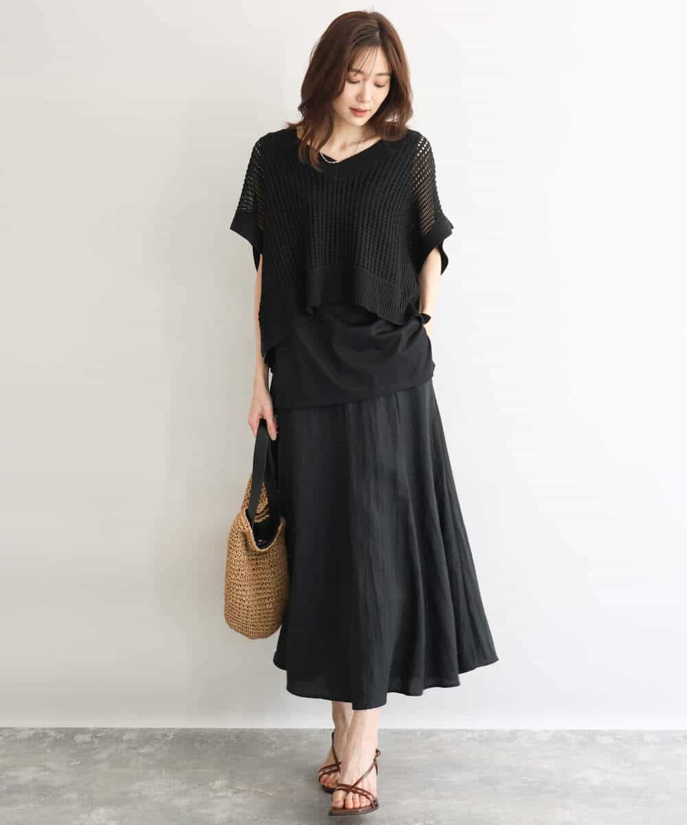 FKFGD50160 MK MICHEL KLEIN(MK ミッシェルクラン) [洗える]メッシュ編みニットベスト×タンクトップ ツインセット イエロー