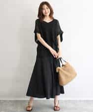 FKFGD50160 MK MICHEL KLEIN(MK ミッシェルクラン) [洗える]メッシュ編みニットベスト×タンクトップ ツインセット イエロー