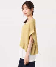 FKFGD50160 MK MICHEL KLEIN(MK ミッシェルクラン) [洗える]メッシュ編みニットベスト×タンクトップ ツインセット イエロー