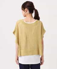 FKFGD50160 MK MICHEL KLEIN(MK ミッシェルクラン) [洗える]メッシュ編みニットベスト×タンクトップ ツインセット イエロー