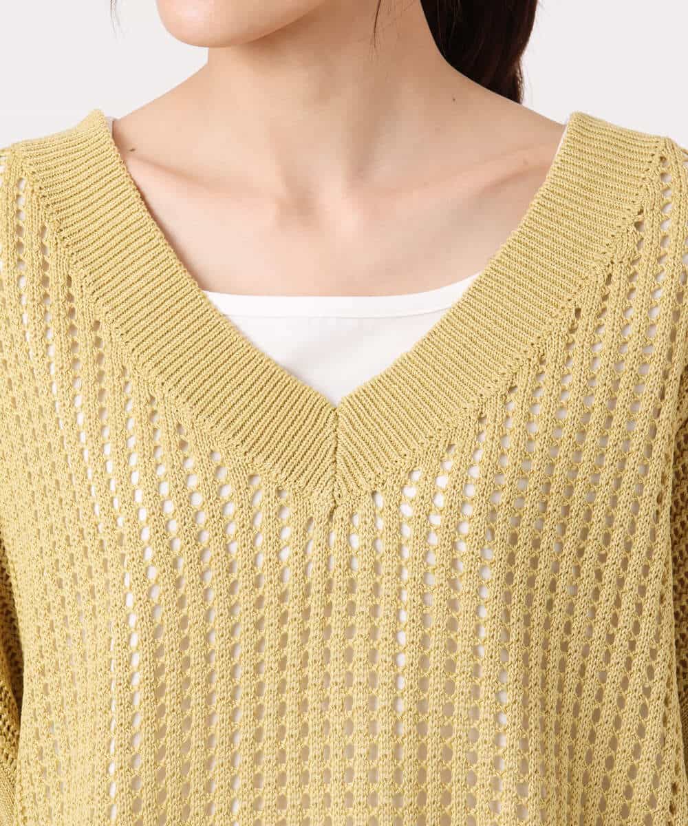 FKFGD50160 MK MICHEL KLEIN(MK ミッシェルクラン) [洗える]メッシュ編みニットベスト×タンクトップ ツインセット イエロー