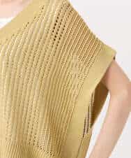 FKFGD50160 MK MICHEL KLEIN(MK ミッシェルクラン) [洗える]メッシュ編みニットベスト×タンクトップ ツインセット イエロー