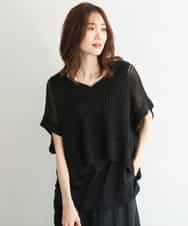 FKFGD50160 MK MICHEL KLEIN(MK ミッシェルクラン) [洗える]メッシュ編みニットベスト×タンクトップ ツインセット ブラック