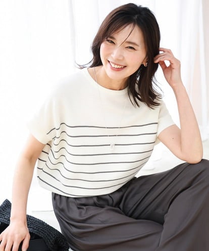 FKFGD51120  [UVカット/洗える]マリンボーダーニット