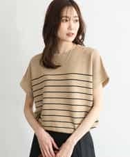 FKFGD51120 MK MICHEL KLEIN(MK ミッシェルクラン) [UVカット/洗える]マリンボーダーニット キャメル