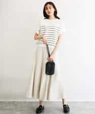 FKFGD51120 MK MICHEL KLEIN(MK ミッシェルクラン) [UVカット/洗える]マリンボーダーニット キャメル