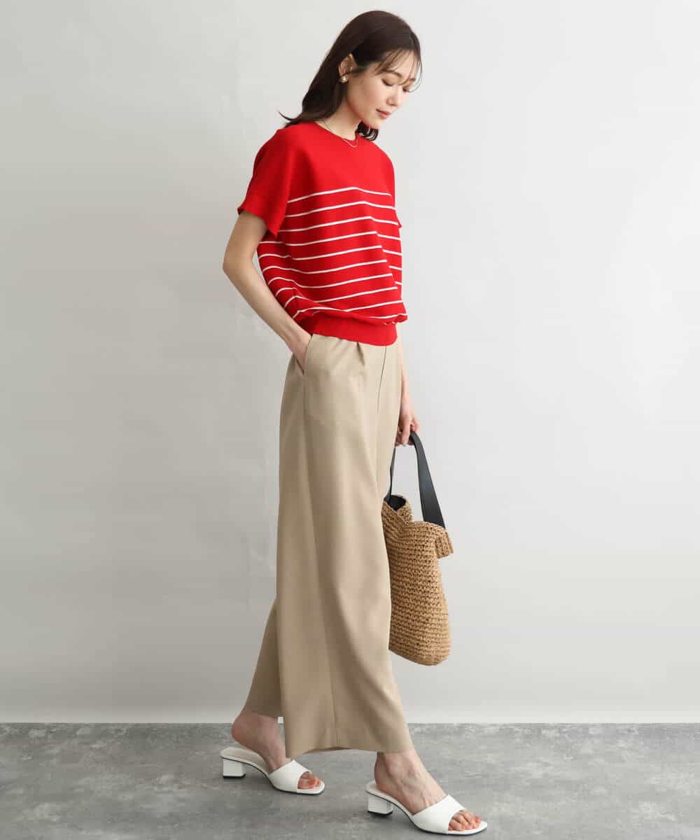 FKFGD51120 MK MICHEL KLEIN(MK ミッシェルクラン) [UVカット/洗える]マリンボーダーニット キャメル