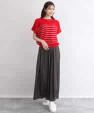 FKFGD51120 MK MICHEL KLEIN(MK ミッシェルクラン) [UVカット/洗える]マリンボーダーニット キャメル