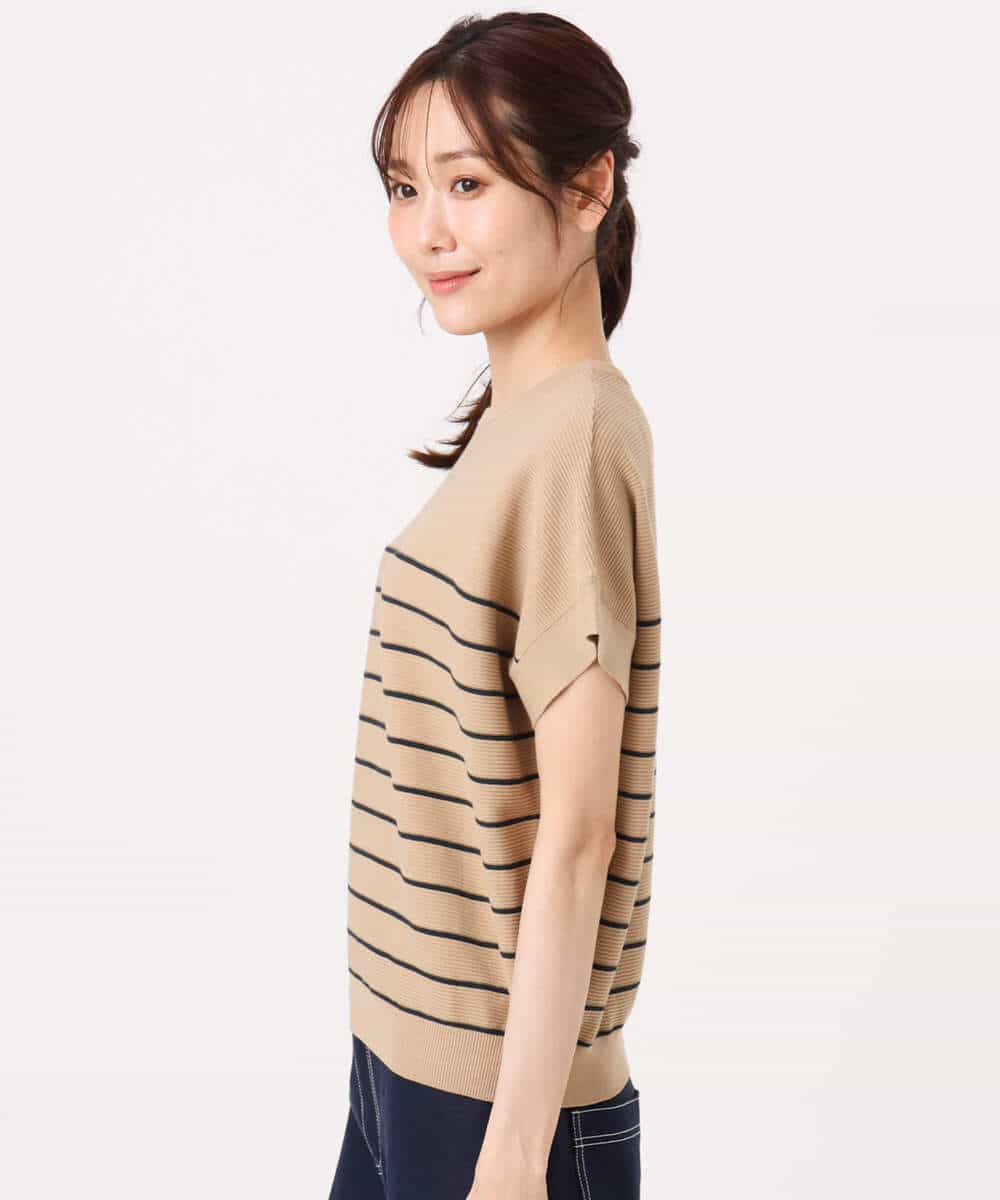 FKFGD51120 MK MICHEL KLEIN(MK ミッシェルクラン) [UVカット/洗える]マリンボーダーニット キャメル