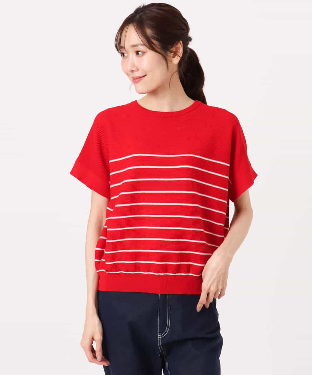 FKFGD51120 MK MICHEL KLEIN(MK ミッシェルクラン) [UVカット/洗える]マリンボーダーニット キャメル