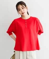 FKFGD52140 MK MICHEL KLEIN(MK ミッシェルクラン) [UVカット/接触冷感/洗える]金釦フレアシルエットドルマンニット レッド