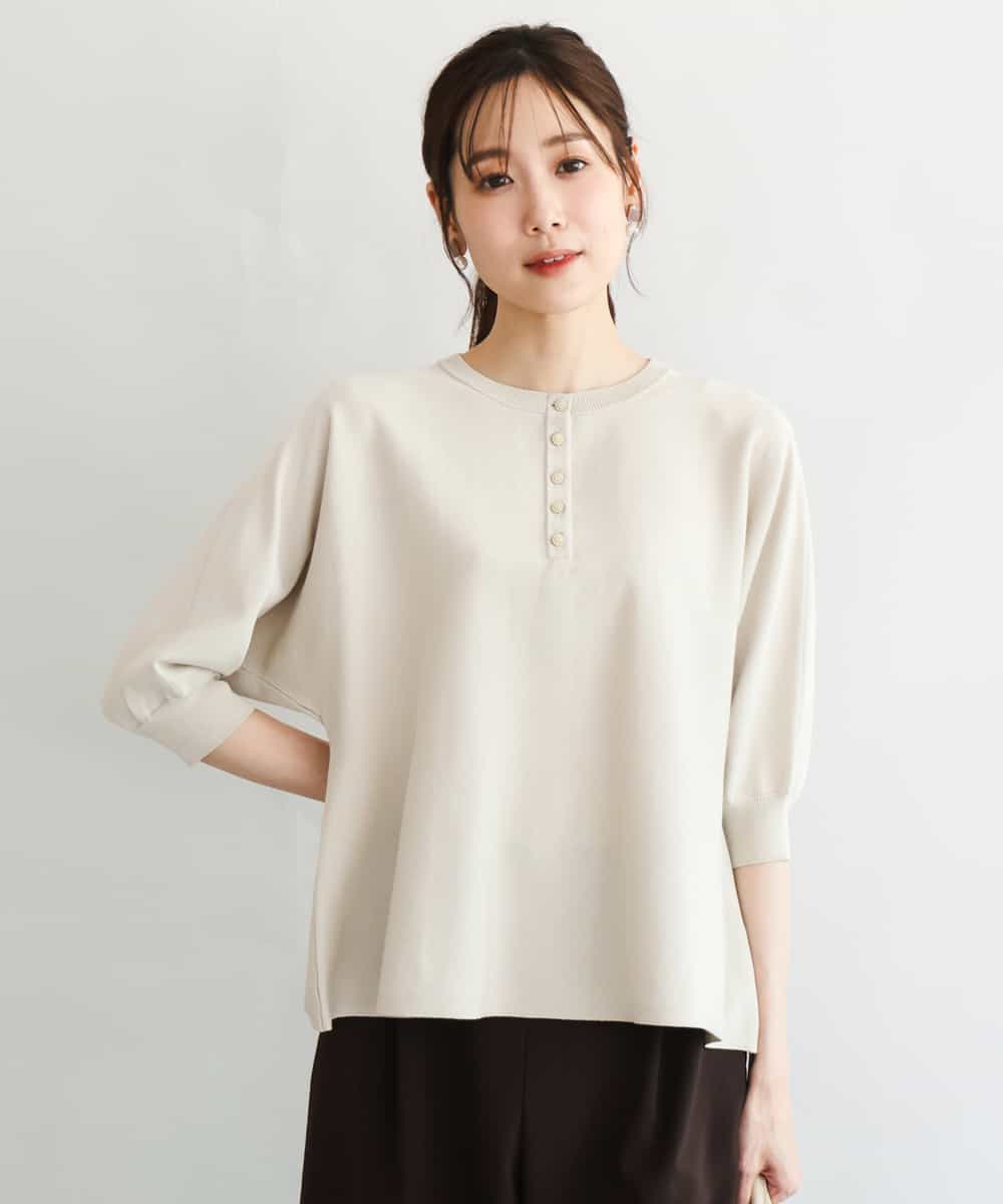 FKFGD52140 MK MICHEL KLEIN(MK ミッシェルクラン) [UVカット/接触冷感/洗える]金釦フレアシルエットドルマンニット ベージュ