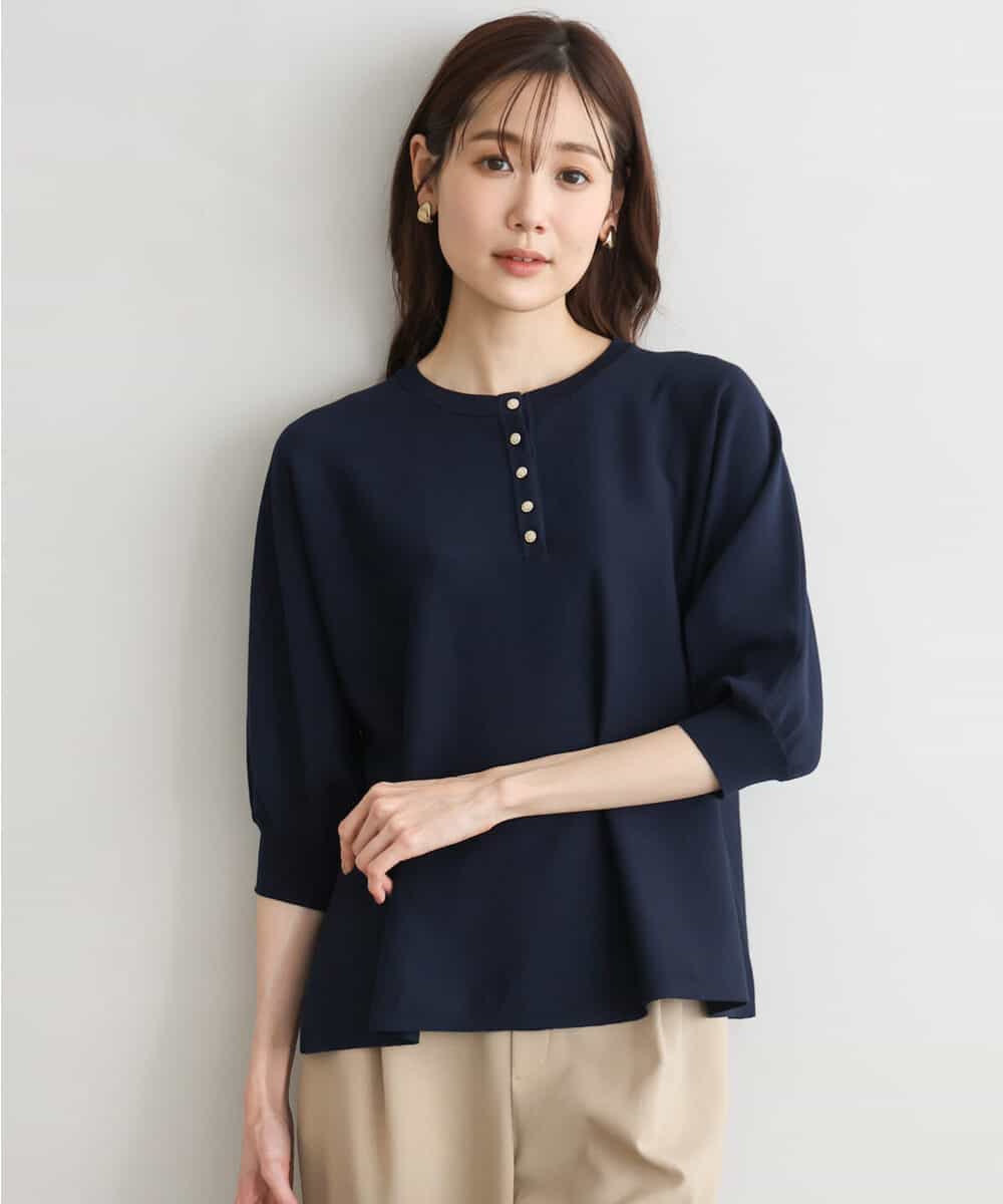 FKFGD52140 MK MICHEL KLEIN(MK ミッシェルクラン) [UVカット/接触冷感/洗える]金釦フレアシルエットドルマンニット ベージュ