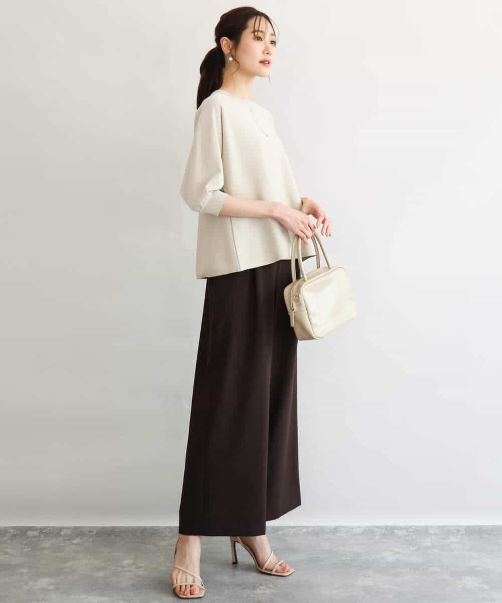 FKFGD52140 MK MICHEL KLEIN(MK ミッシェルクラン) [UVカット/接触冷感/洗える]金釦フレアシルエットドルマンニット ベージュ