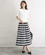 FKFGD53120 MK MICHEL KLEIN(MK ミッシェルクラン) [UVカット/洗える]ワイドリブ配色デザインニット ブラウン