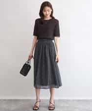 FKFGD53120 MK MICHEL KLEIN(MK ミッシェルクラン) [UVカット/洗える]ワイドリブ配色デザインニット ブラウン