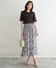 FKFGD53120 MK MICHEL KLEIN(MK ミッシェルクラン) [UVカット/洗える]ワイドリブ配色デザインニット ブラウン