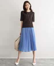 FKFGD53120 MK MICHEL KLEIN(MK ミッシェルクラン) [UVカット/洗える]ワイドリブ配色デザインニット ブラウン