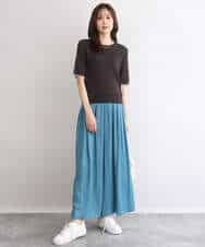 FKFGD53120 MK MICHEL KLEIN(MK ミッシェルクラン) [UVカット/洗える]ワイドリブ配色デザインニット ブラウン