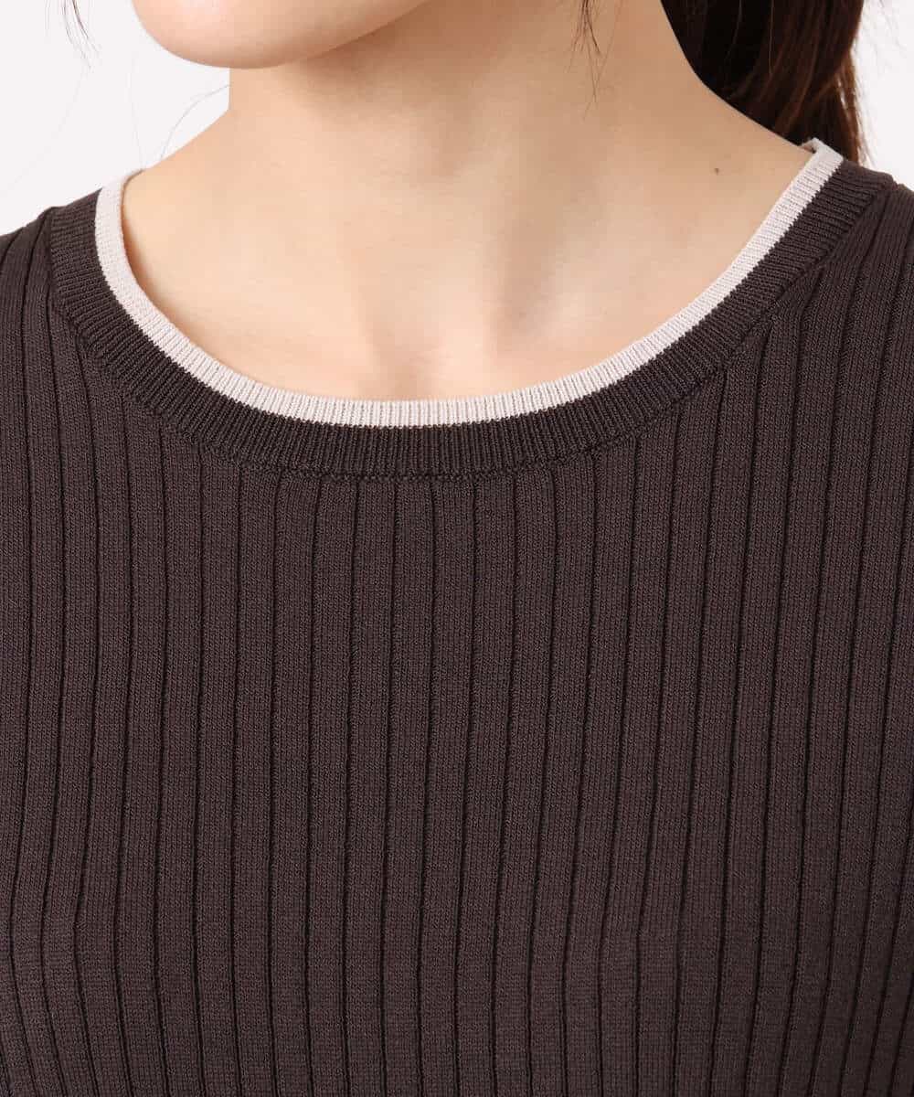 FKFGD53120 MK MICHEL KLEIN(MK ミッシェルクラン) [UVカット/洗える]ワイドリブ配色デザインニット ブラウン