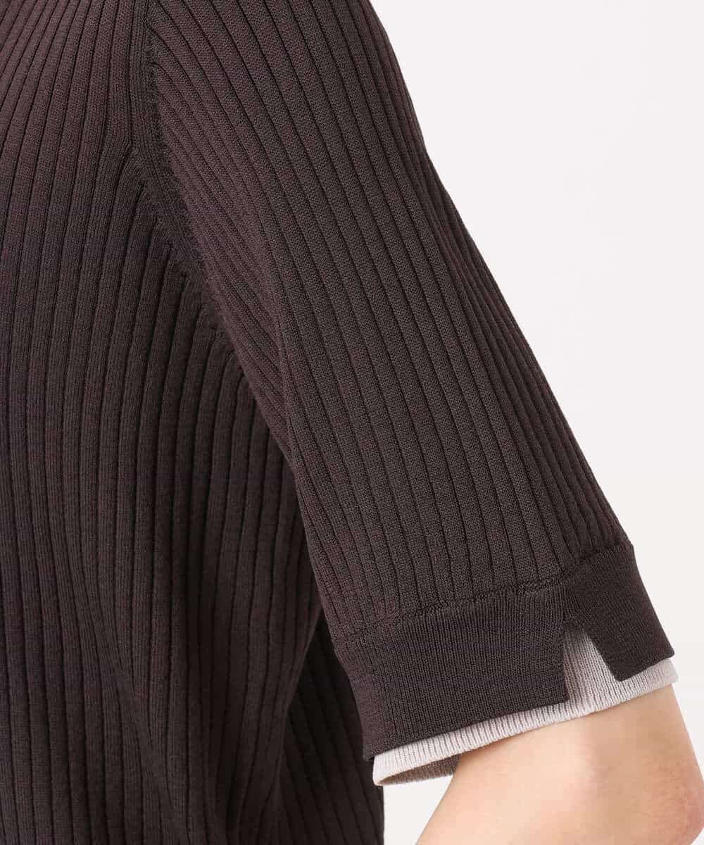 FKFGD53120 MK MICHEL KLEIN(MK ミッシェルクラン) [UVカット/洗える]ワイドリブ配色デザインニット ブラウン