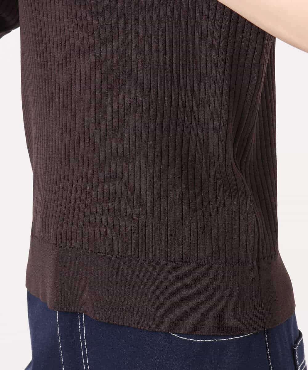 FKFGD53120 MK MICHEL KLEIN(MK ミッシェルクラン) [UVカット/洗える]ワイドリブ配色デザインニット ブラウン