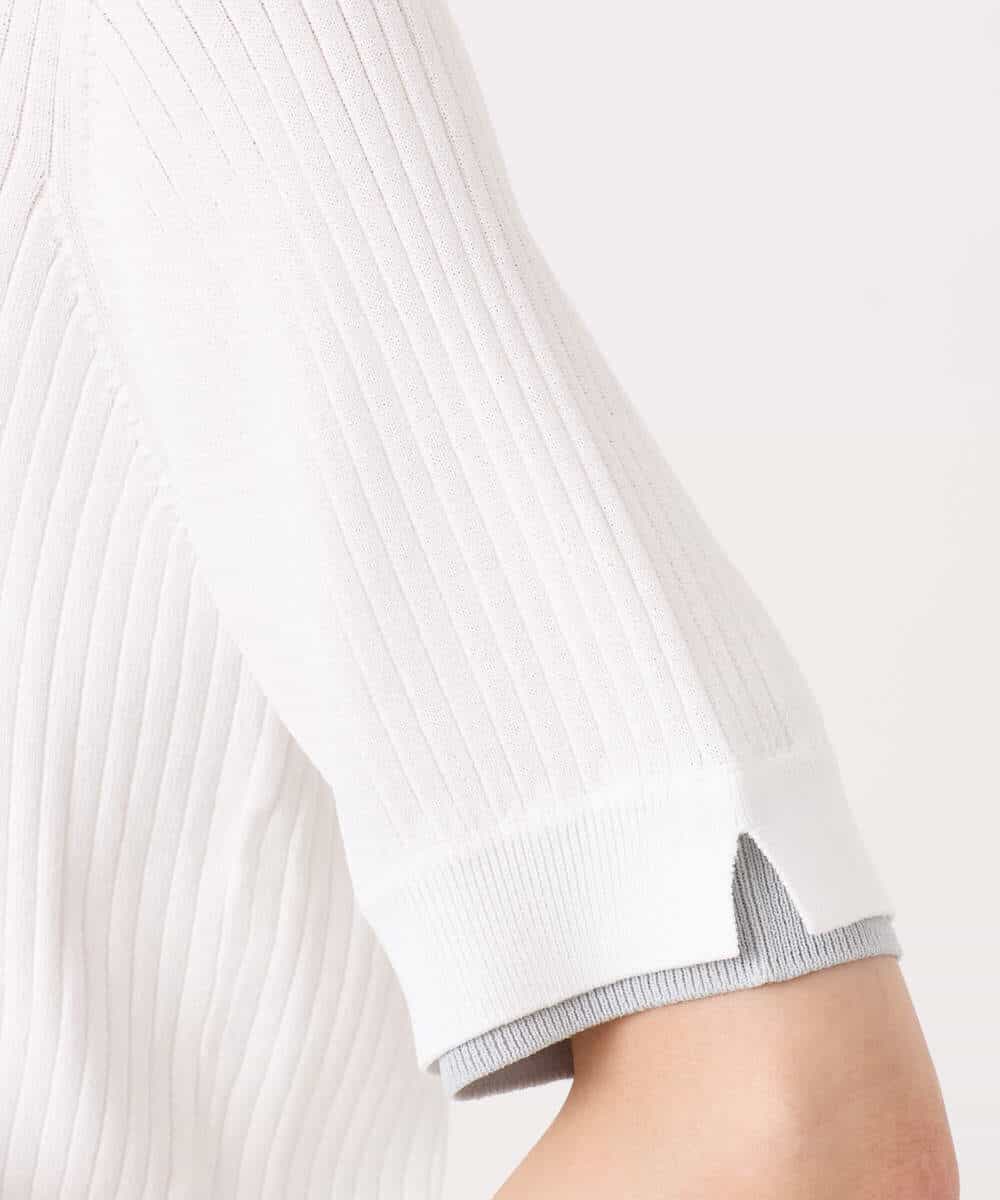 FKFGD53120 MK MICHEL KLEIN(MK ミッシェルクラン) [UVカット/洗える]ワイドリブ配色デザインニット ブラウン