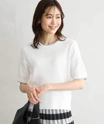 FKFGD53120 MK MICHEL KLEIN [UVカット/洗える]ワイドリブ配色デザインニット