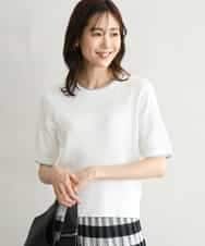 FKFGD53120 MK MICHEL KLEIN(MK ミッシェルクラン) [UVカット/洗える]ワイドリブ配色デザインニット ホワイト