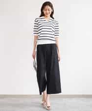 FKFGD54140 MK MICHEL KLEIN(MK ミッシェルクラン) [洗える]衿付きスキッパーデザインニット ベージュ（ボーダー）